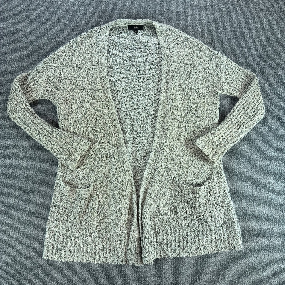 Mossimo Womens Marled Knit Open Front Cardigan Sweater Gray Cream Small Shawl